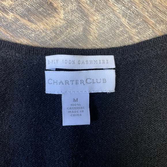 Charter Club 2 Ply 100% Cashmere V-Neck Black Soft Sweater Women’s Medium - Picture 3 of 9